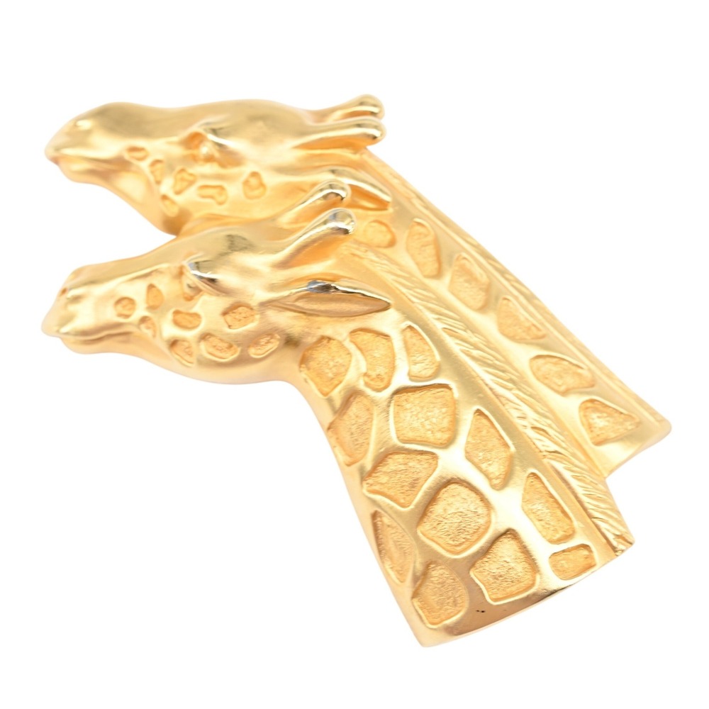 Vintage Gold Giraffe Belt Buckle 90s Runway Safari Animal Print Maximalism Luxe